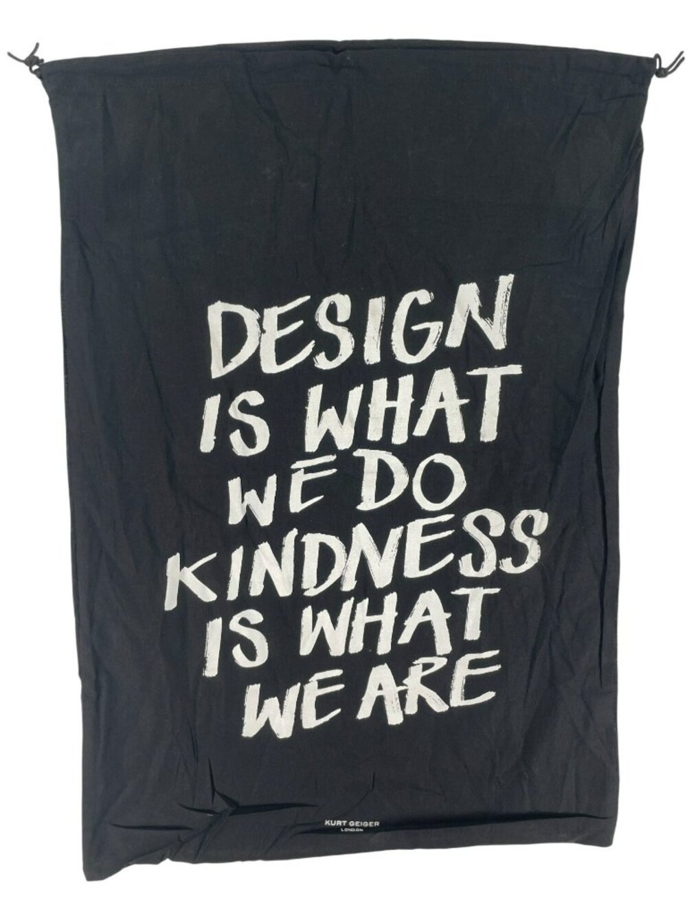 Kurt Geiger London Black Drawstring Dust Bag Text Lightweight Cloth Storage NEW